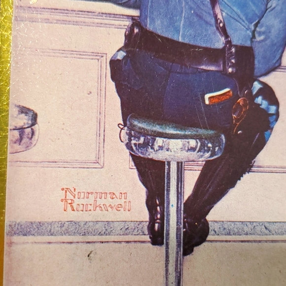 Norman Rockwell Tin Tray Home Office Decor Shelf Organizer Money Trinket - Picture 11 of 16